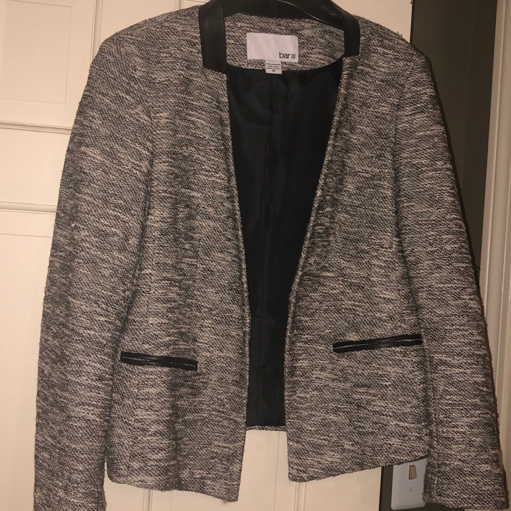 Bar 3 Leather Collar Suit Jacket